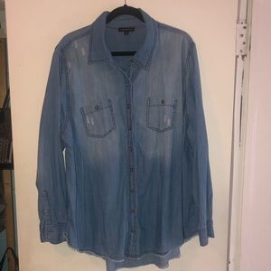 Distressed Denim Shirt Lane Bryant